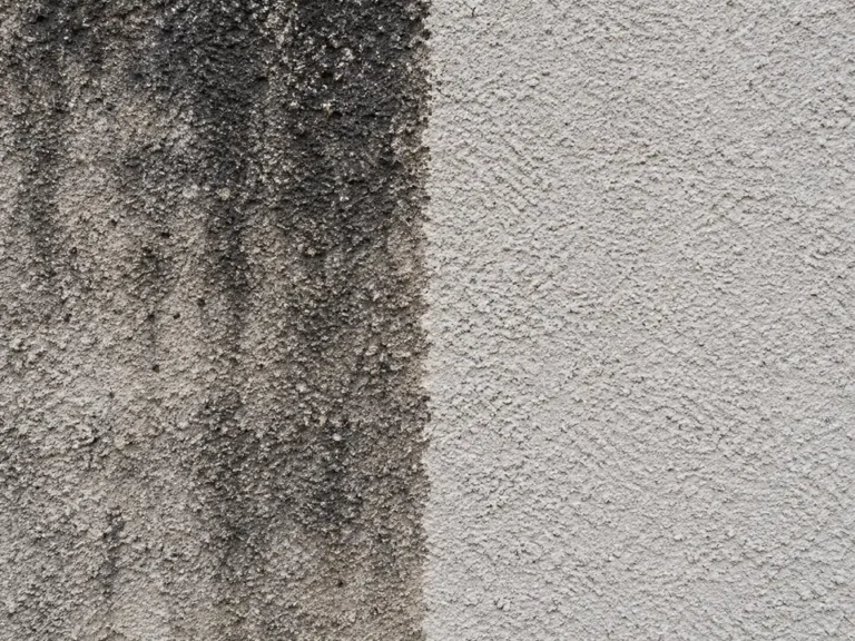 Revoco monocapa gris: mitad con manchas de suciedad y mitad limpia